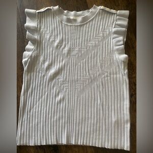 White Ribbed Knit Top